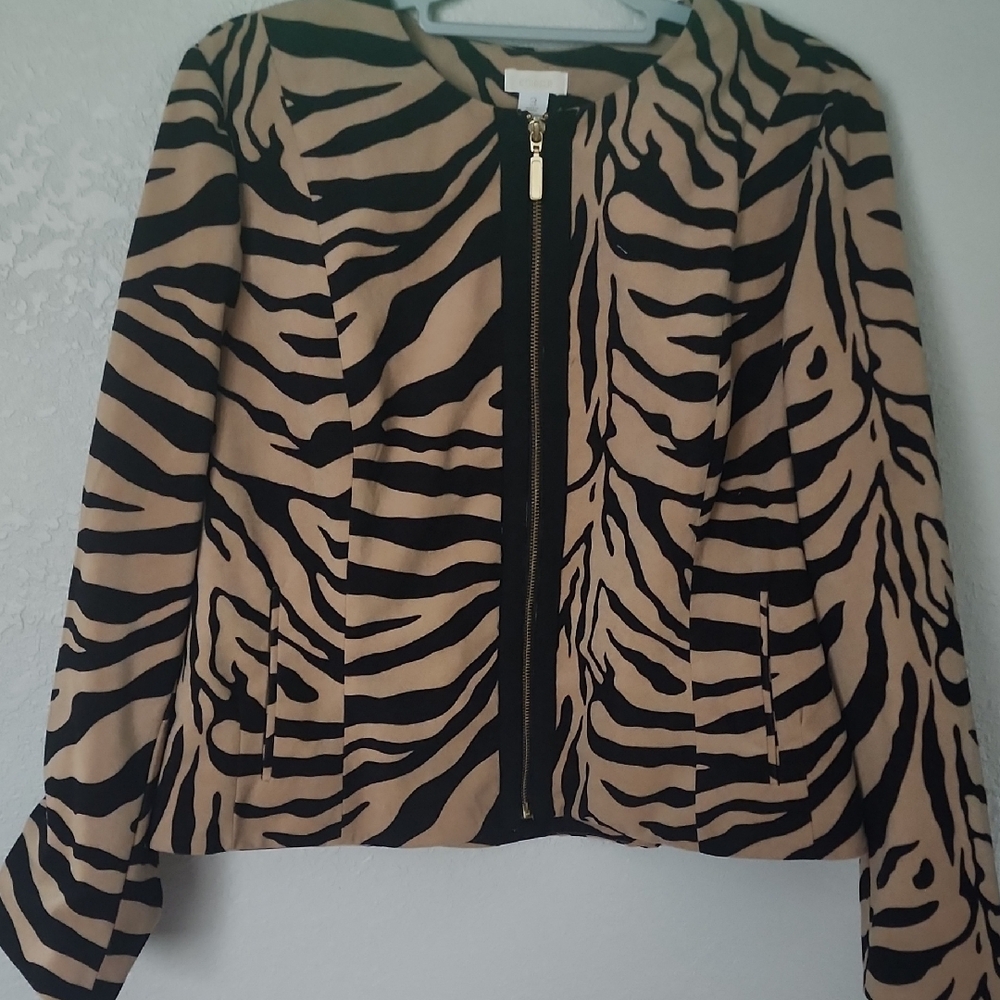 Chico's Black and Tan Zebra Print Blazer